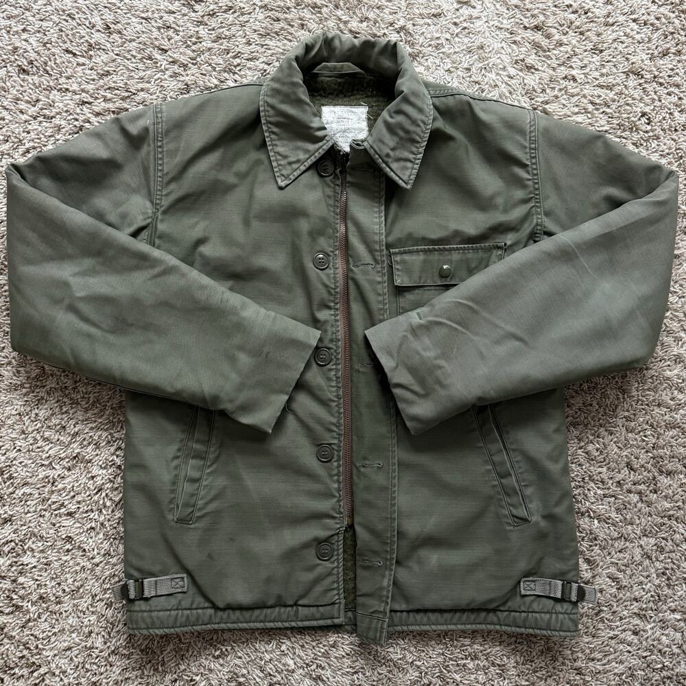 Vintage Military A-2 Flight Jacket Green Wool Lined Men’s Size M - Vanderbilt Co